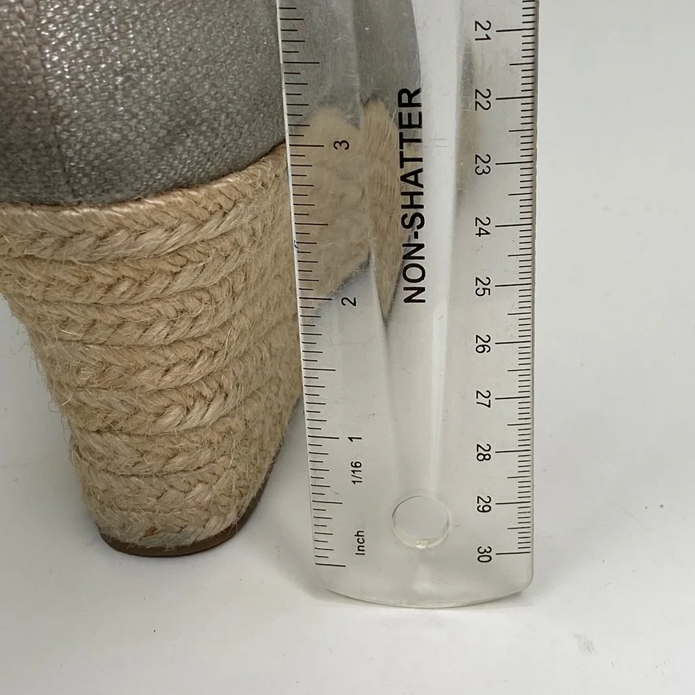 J.Crew Espadrille Wedge Pumps Womens Sage Green Metallic Jute Coastal‎ Size 9.5